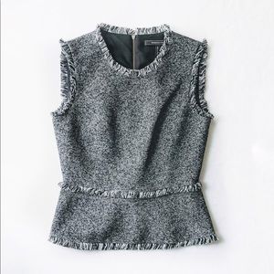 BCBG MAXAZRIA Peplum Frayed Vest
